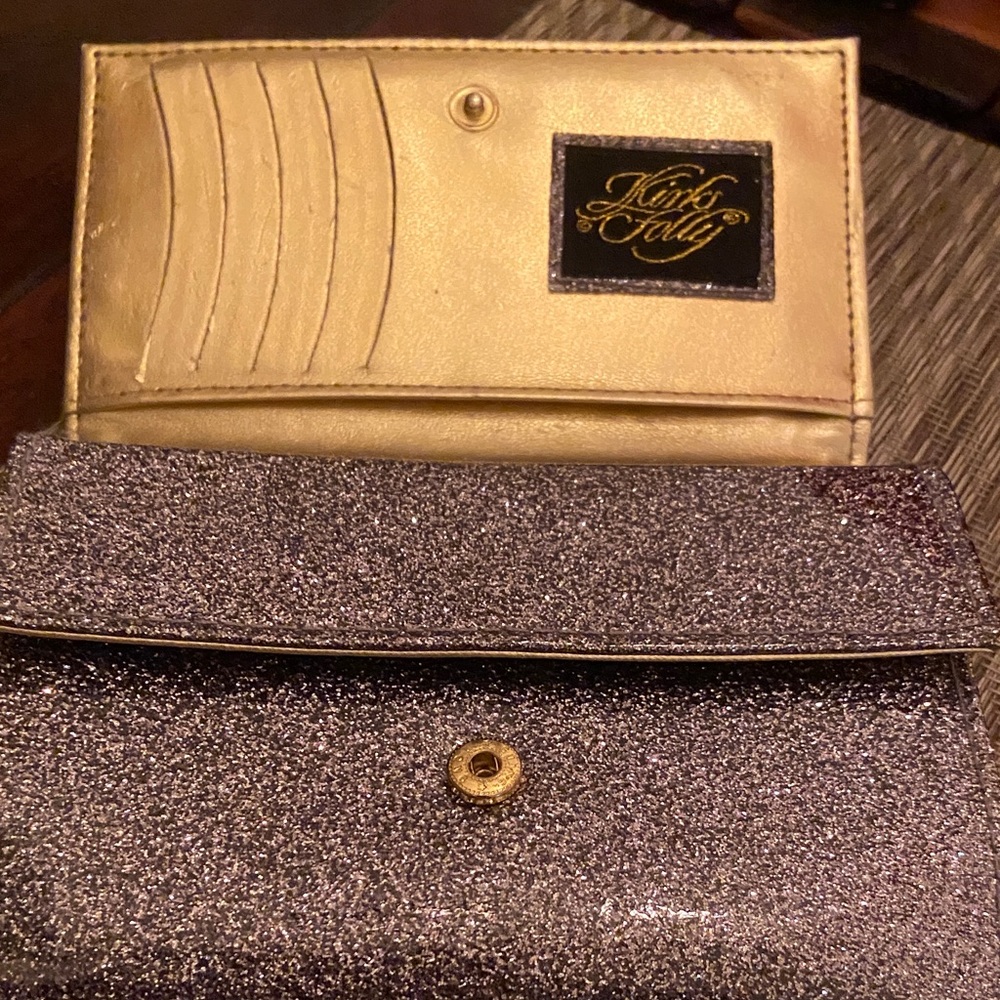 Kirks Folly Glitter Clutch Wallet - Gold and Silver